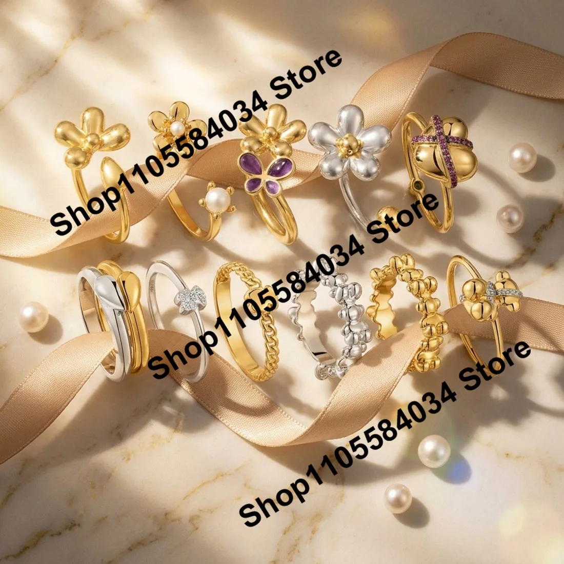 

Hot 2026 New Collection Heart And Key Bear Rings, Stackable Combination Rings For DIY Matching