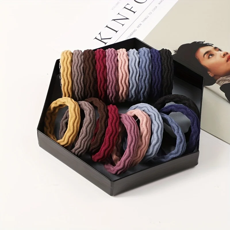 20 Pcs Minimalist Colorful Hair Ropes Set Soft High Elastic Hair Rings Casual Versatile Ponytail Hair Scrunchies