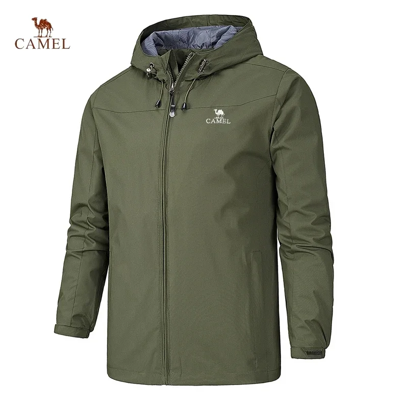 2024 CAMEL New Men\'s Spring, Fall and Winter Blazer Windproof and Waterproof hooded Sprint Shirt