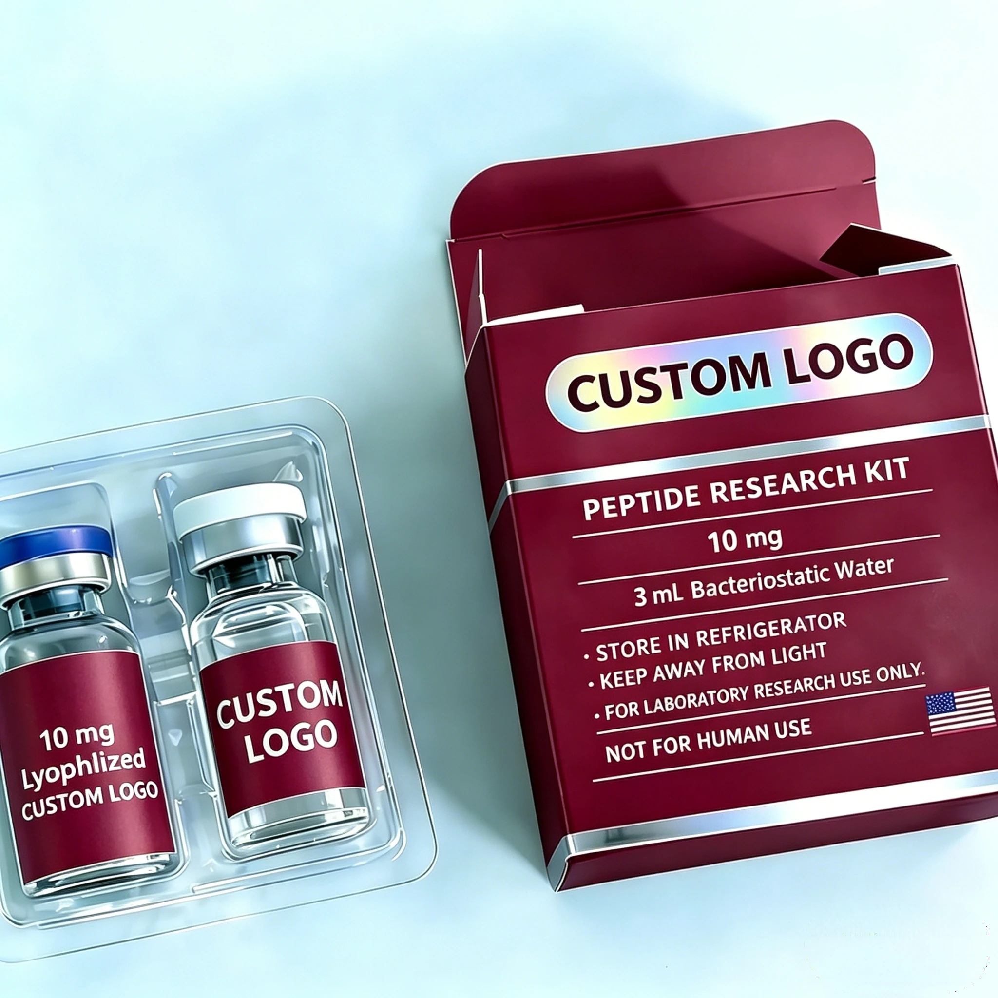 Custom Durable Peptide Vial Individual Packaging Paper Gift Boxes Compatible With 3ml 10ml Bottles