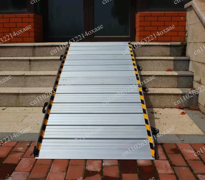 Lightweight Aluminum Folding Wheelchair Ramp with Spring Board, Portable Stair Climbing Pedal for Accessibility Slope