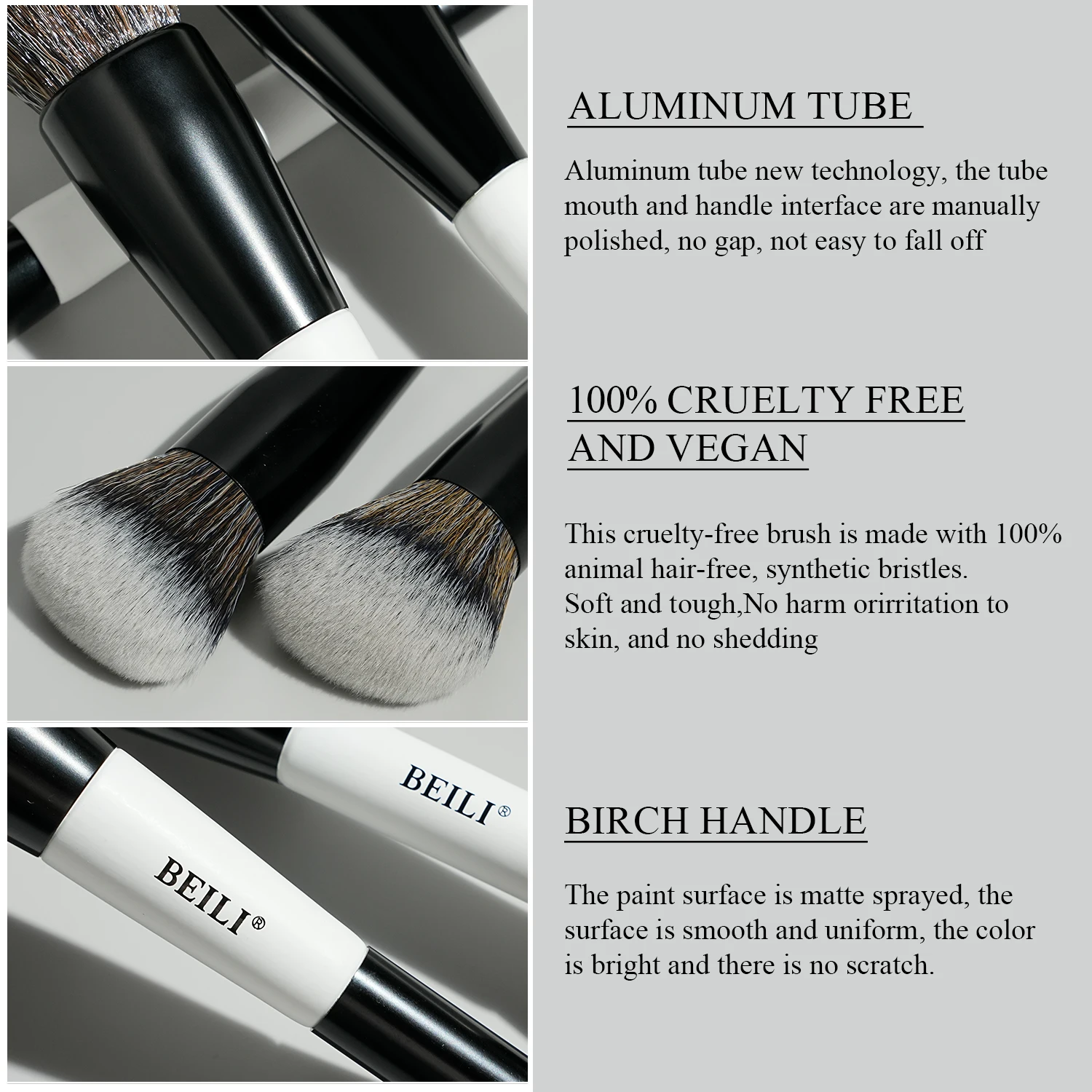 Set di pennelli per trucco a doppia estremità BEILI, professionale, 12 pezzi, vegano, per contouring, fondotinta, cipria, sopracciglia e bronzer. Kit cosmetico._voghion.com