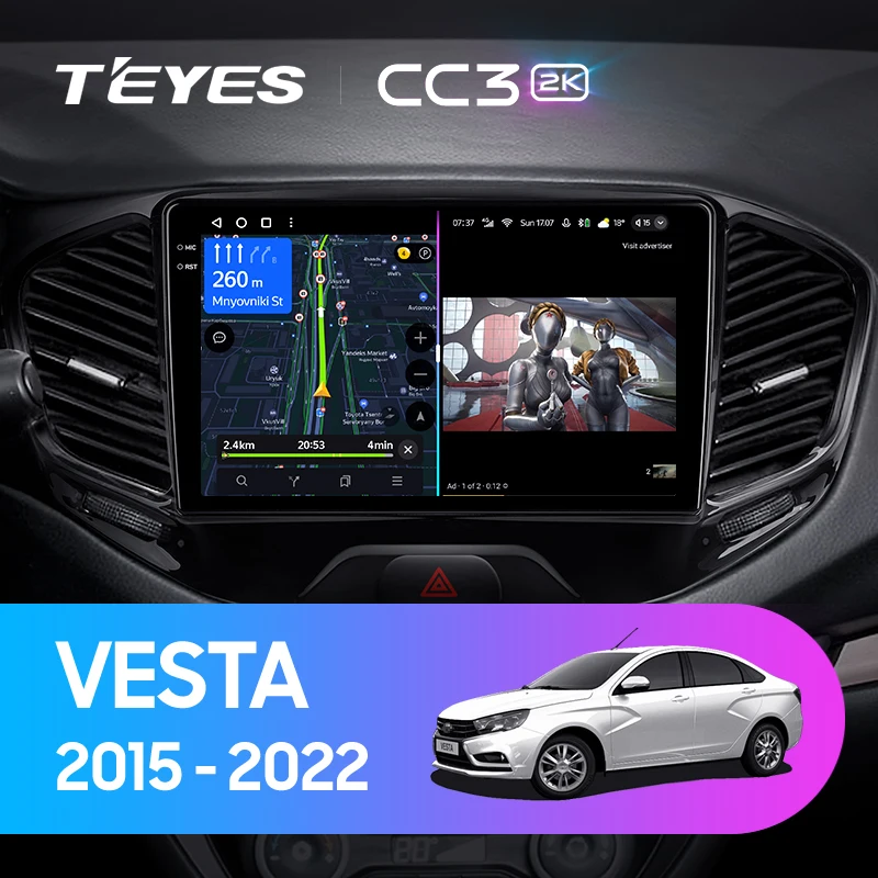 TEYES CC3 2K For LADA Vesta Cross Sport 2015 2022 Car Radio Multimedia Video Player Navigation stereo Android No 2din 2 din