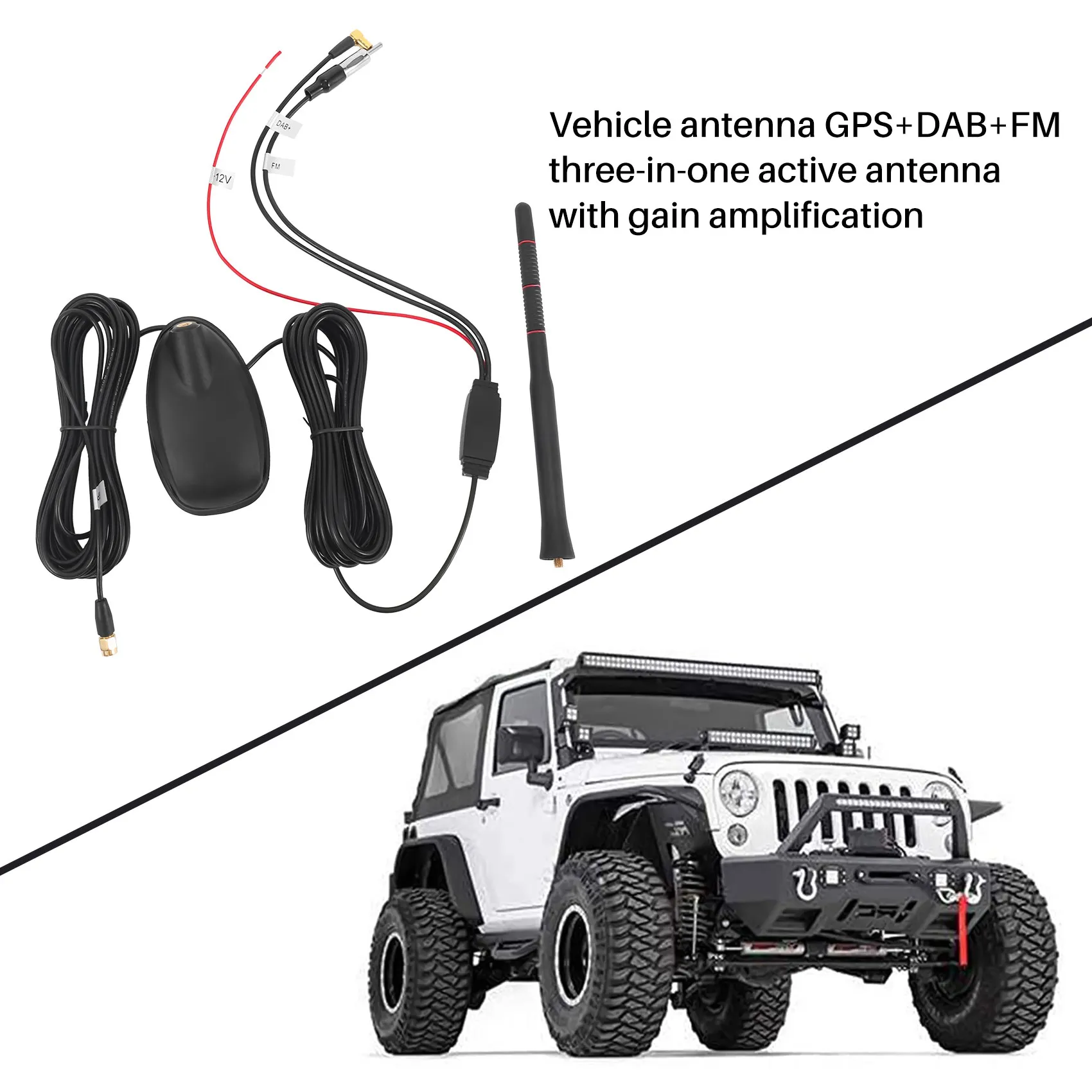 Antena de coche DAB + GPS + FM, montaje de techo amplificado activo, impermeable, a prueba de polvo, accesorios universales para automóviles