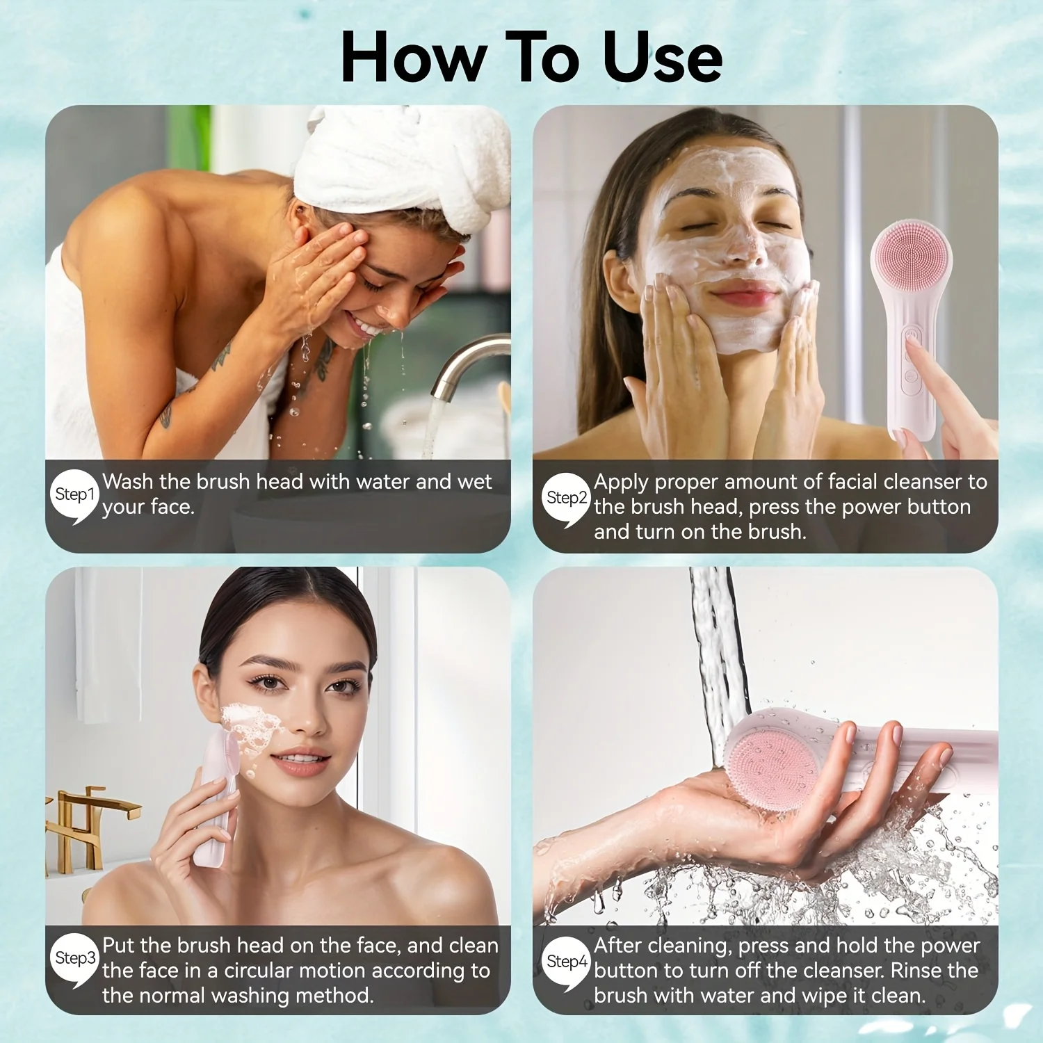 Nettoyant pour le visage de massage vibrant en silicone rechargeable 600 mAh - Brosse nettoyante pour le visage alimentée par USB, cadeau idéal pour maman