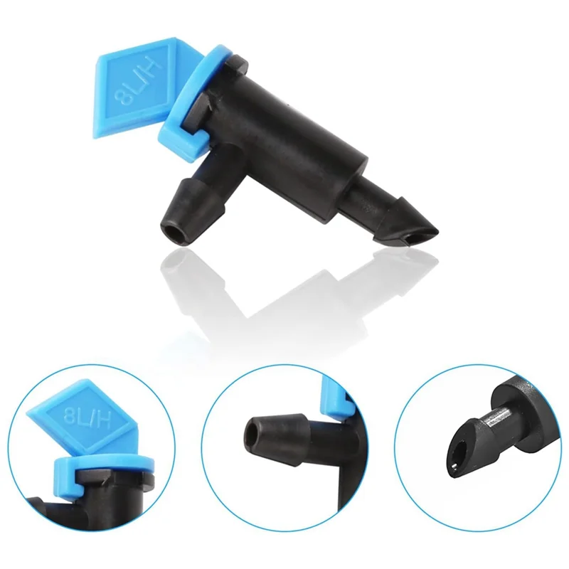 【Top Picks】200Piece 8L/H Garden Flag Irrigation Dripper Inline Water Drippers Emitter Sprinkler Blue