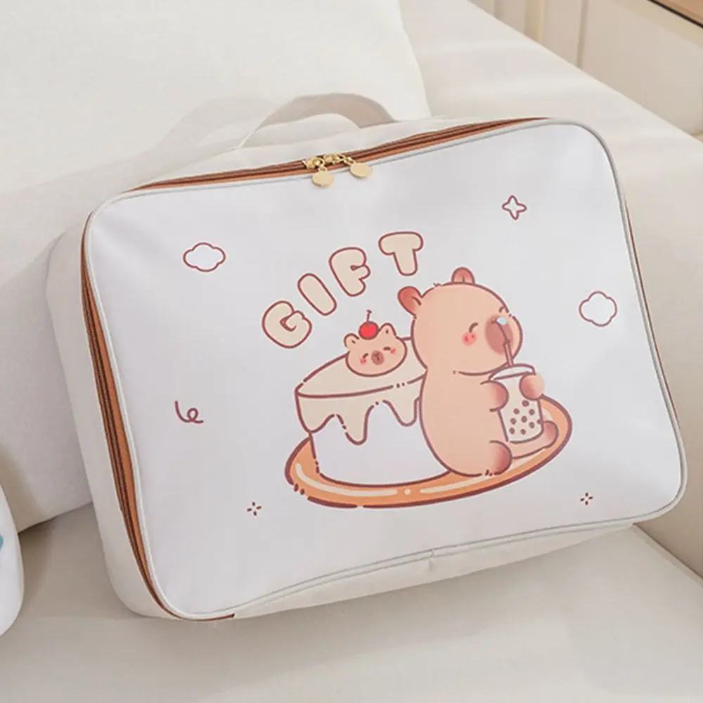 Creative Cartoon Capybara Handbag Portable Zipper Capybara Luggage Bag Large Capacity with Elastic Band Travel Duffel Bag