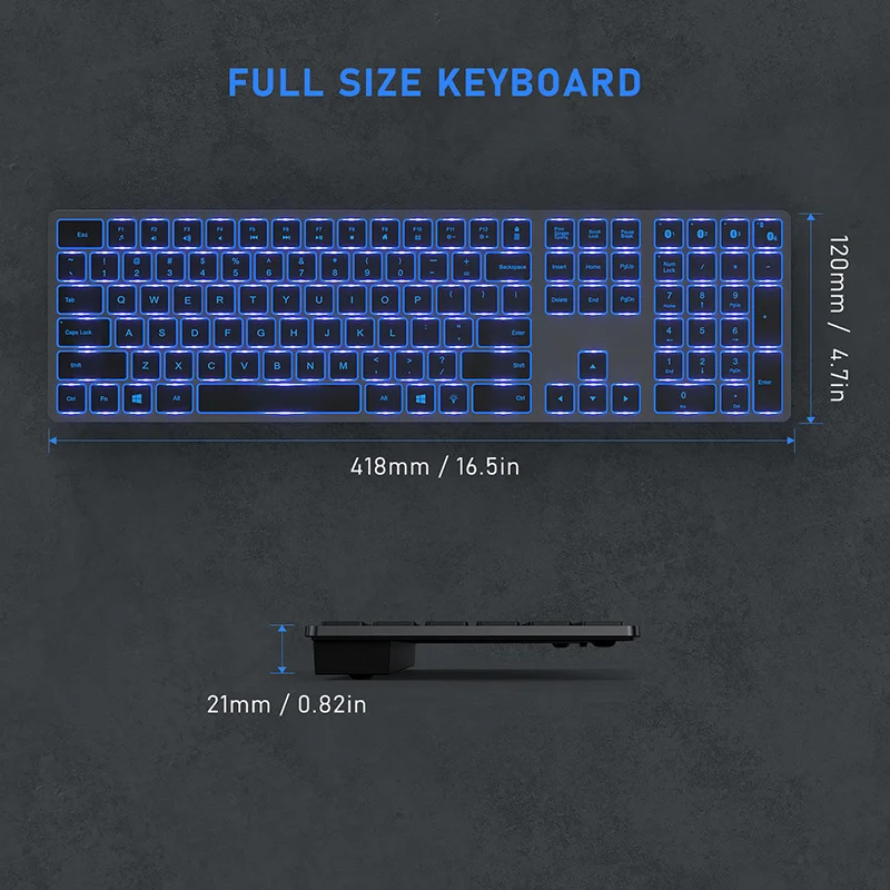 Kombination aus kabelloser Tastatur und Maus mit 7 Farben und Hintergrund beleuchtung, wiederauf ladbarem Bluetooth-Tastatur set in voller Größe