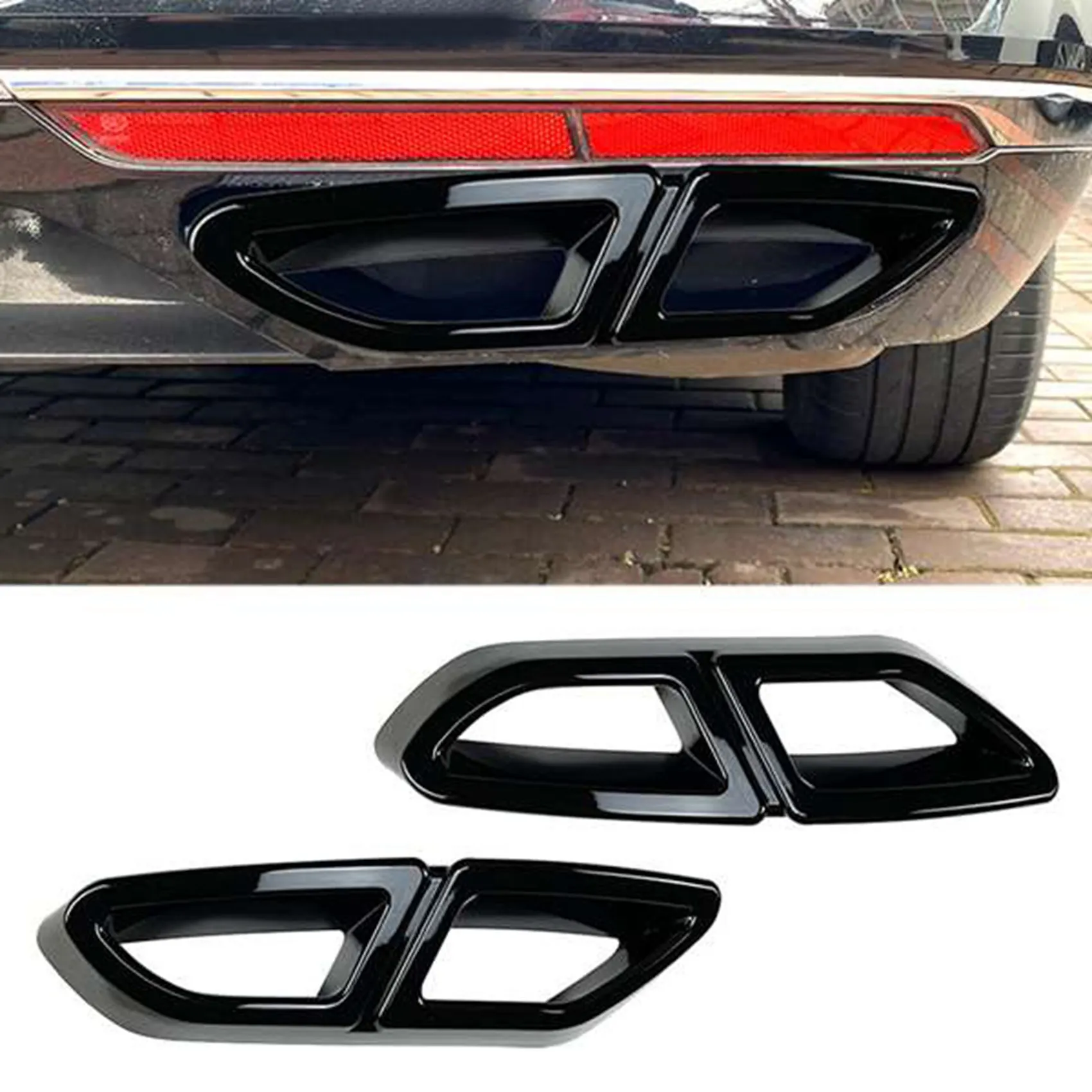 Car Tail Throat Frame Exhaust Pipe Trim for Volkswagen Magotan Passat B8 (Overseas Passat) 2016-2019 Gloss