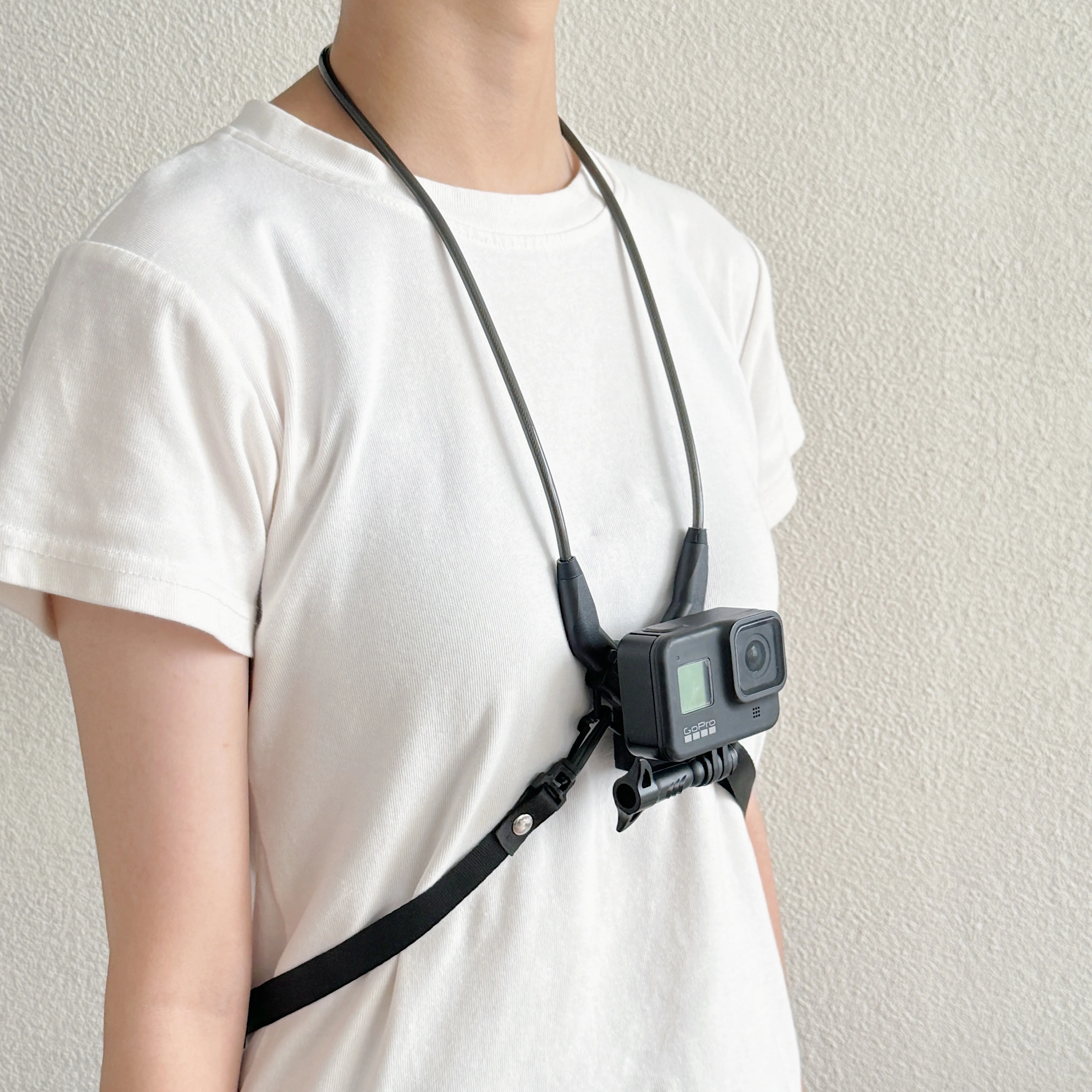 Neck Mount Action Camera POV Chest Holder Hands Free 60cm Collar Rotatable Quick Switch Lightweight for Vlog Travel Sport