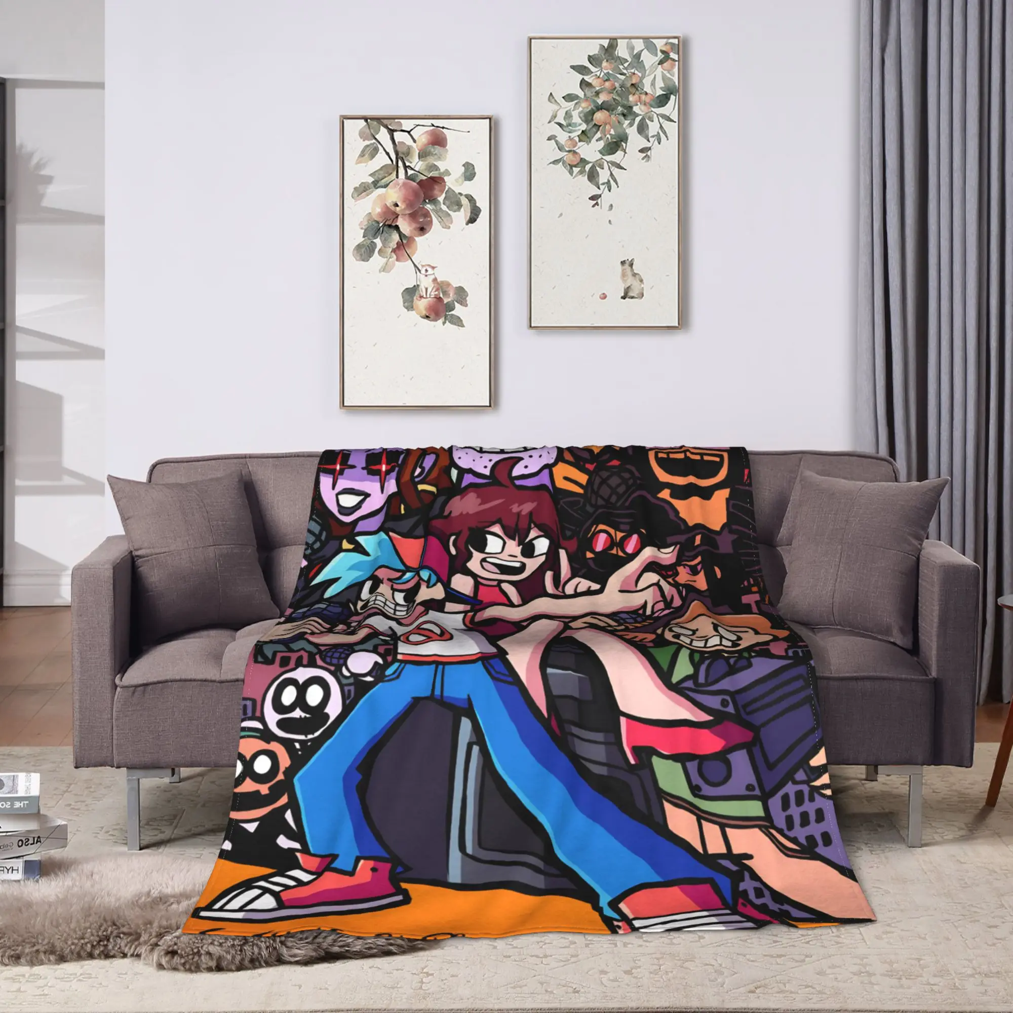 Soft Blanket Picnic FNF Bad Time Trio Friday Night Funkin Throw Blanket  Flannel Bedspread For Home Decor Funny Sofa Bed Cover