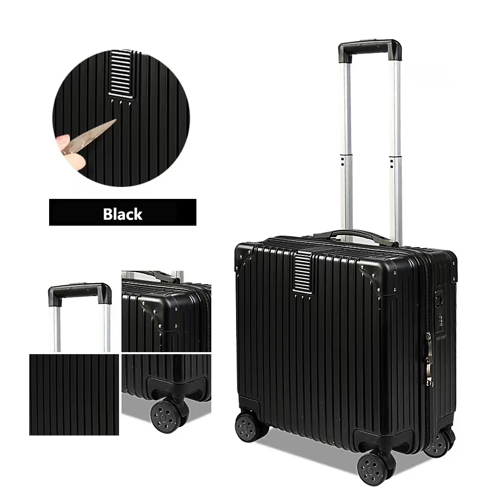 Aluminum Frame Suitcase Wide Handle Travel Suitcase Men 20\'\'Carry-On Luggage Women PC Aluminum Frame Trolley Case 18 Inch