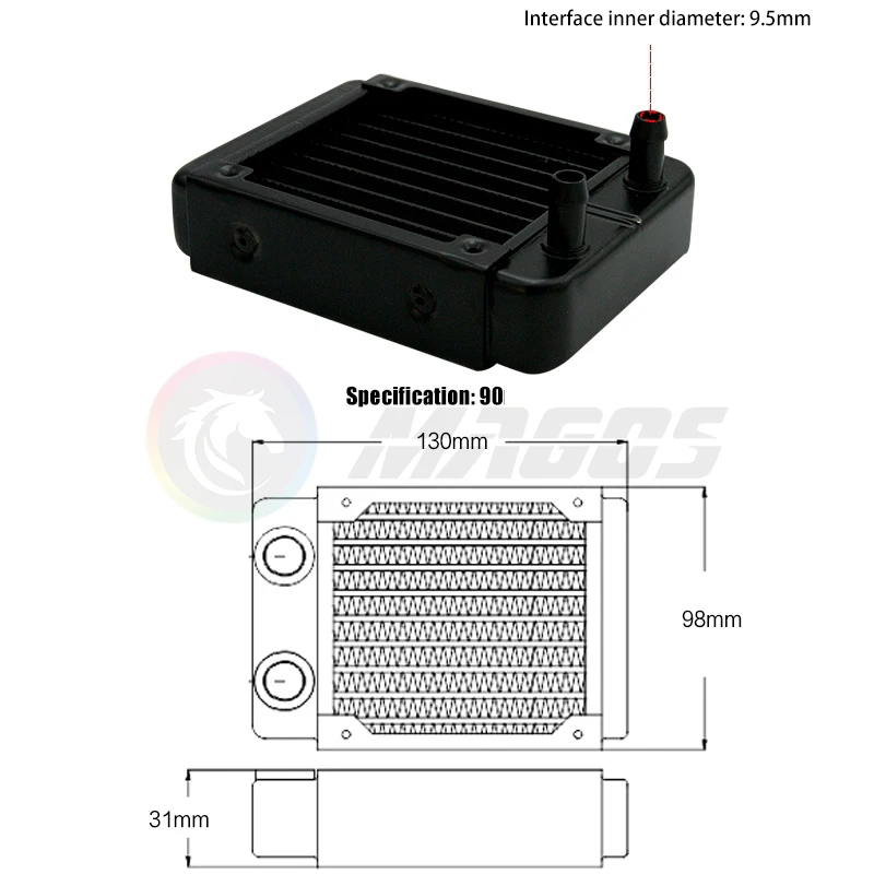 PC Wasserkühlung Kühler Aluminium für CPU GPU RAM Kühlkörper Austauscher Lüfter Kühler 60/80/90/120/240/360mm Schwarz/Weiß