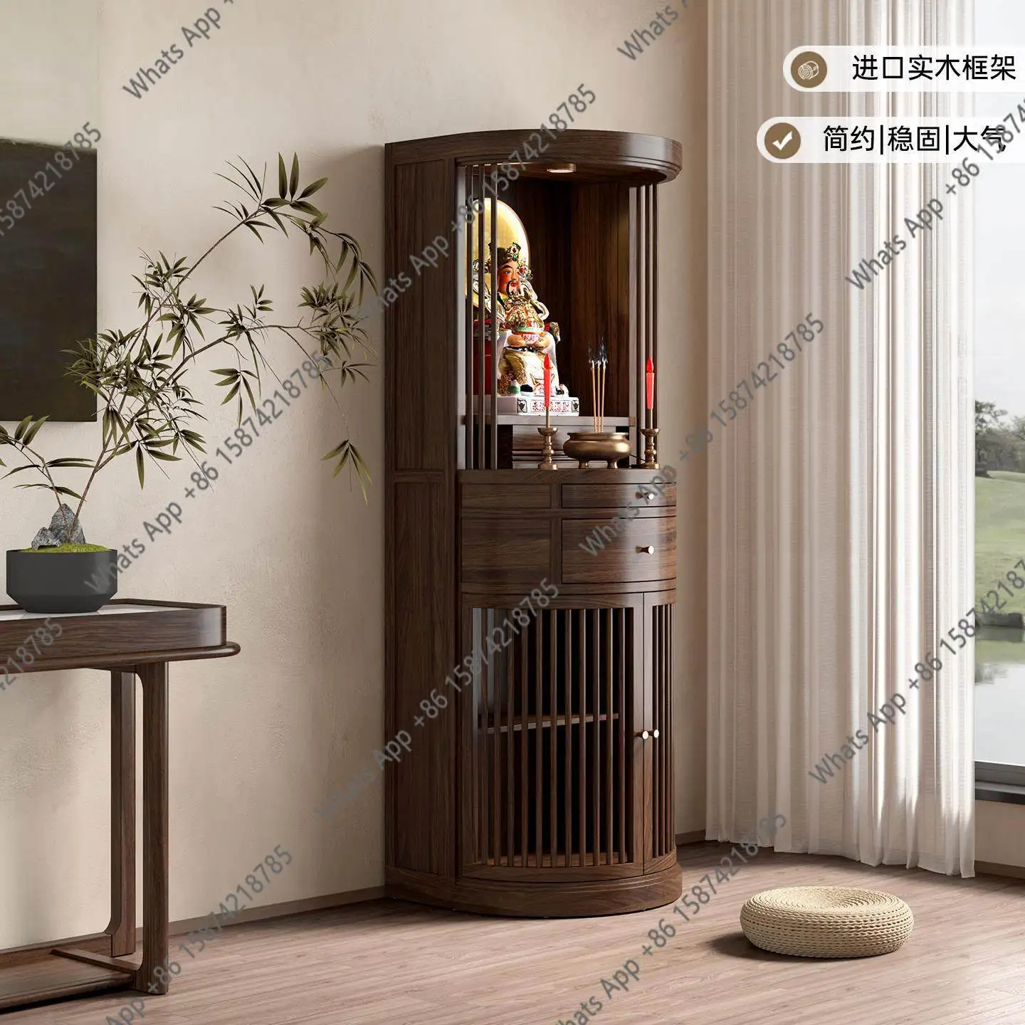 

Тумба-столик для кадильниц и подноса из массива дерева, вертикальный, для домашнего использования, для поклонения богу богатства и Буддийским Священникам, для благовоний, буддийский шкаф