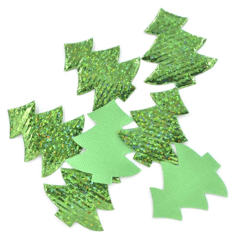 40Pcs 30*34mm Laser Cloth Christmas Tree Patches DIY Clothing Patch Applique DIY Accessory Sewing Supplies