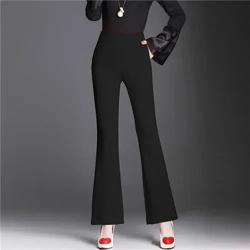 Women's Spring Autumn High Waist Elastic Loose Fashionable Draped Bootleg Suit Pants Versatile Casual Pants