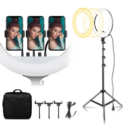 Kit de anillo de luz LED de 18 pulgadas y 55W, lámpara de anillo para Selfie, anillo de luz para fotografía de estudio de maquillaje YouTube, anillo de luz con soporte de luz