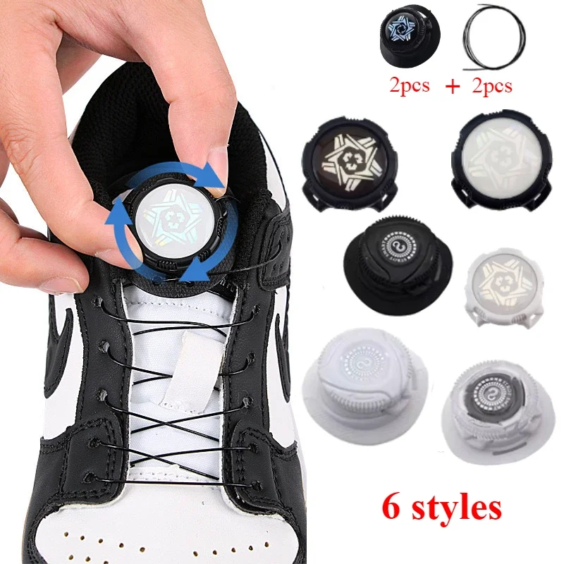 4PCS Metal Wire Swivel Automatic Buckle Rope Sneaker Shoelaces for Kids/Adult No Tie Shoe Laces Quick Lock Shoestrings Sneakers