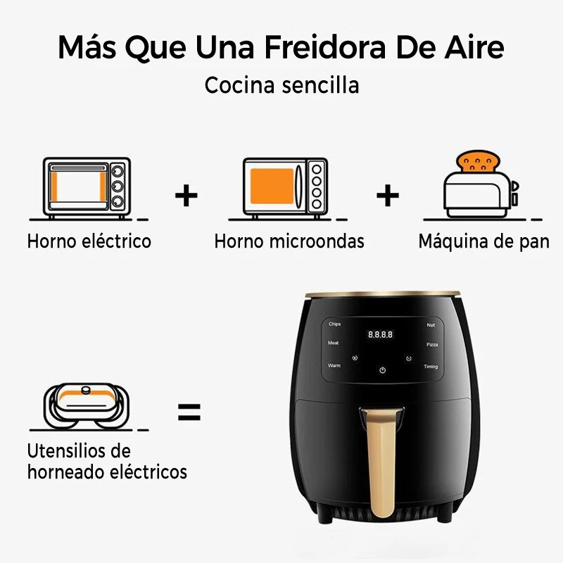 Iruibo Luftfritteusen, 6 l Luftfritteuse, große Kapazität, Heim-Pommes-Frites-Maschine mit Touchscreen, multifunktionale elektrische Fritteuse ohne Öl, gesunde Lebensdauer, 360° ° Heizung