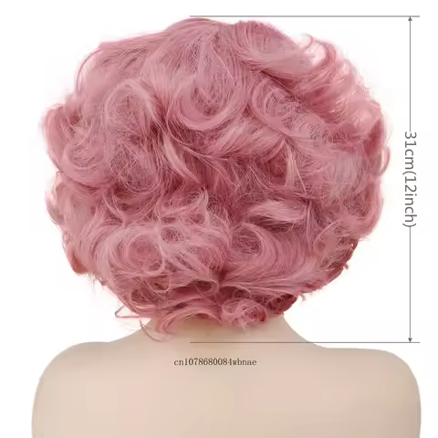 Synthetic Hair Pink Short Curly Wig for Women Big Wavy 80s Cosplay Wigs Halloween Costume Harajuku Anime Wig Natural Looking
