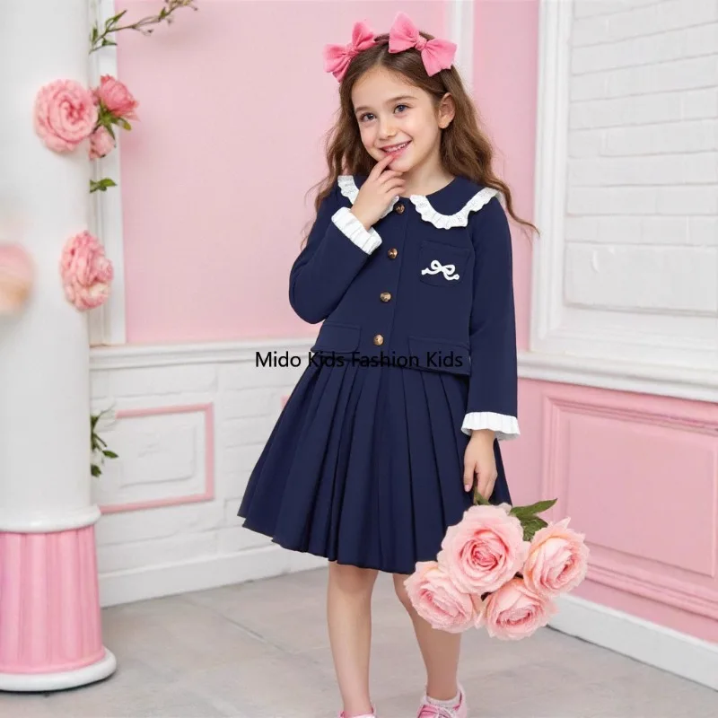 New Korean-style girls' coat and skirt ensemble Baby academic-style skirt set Spring/autumn combination outfit