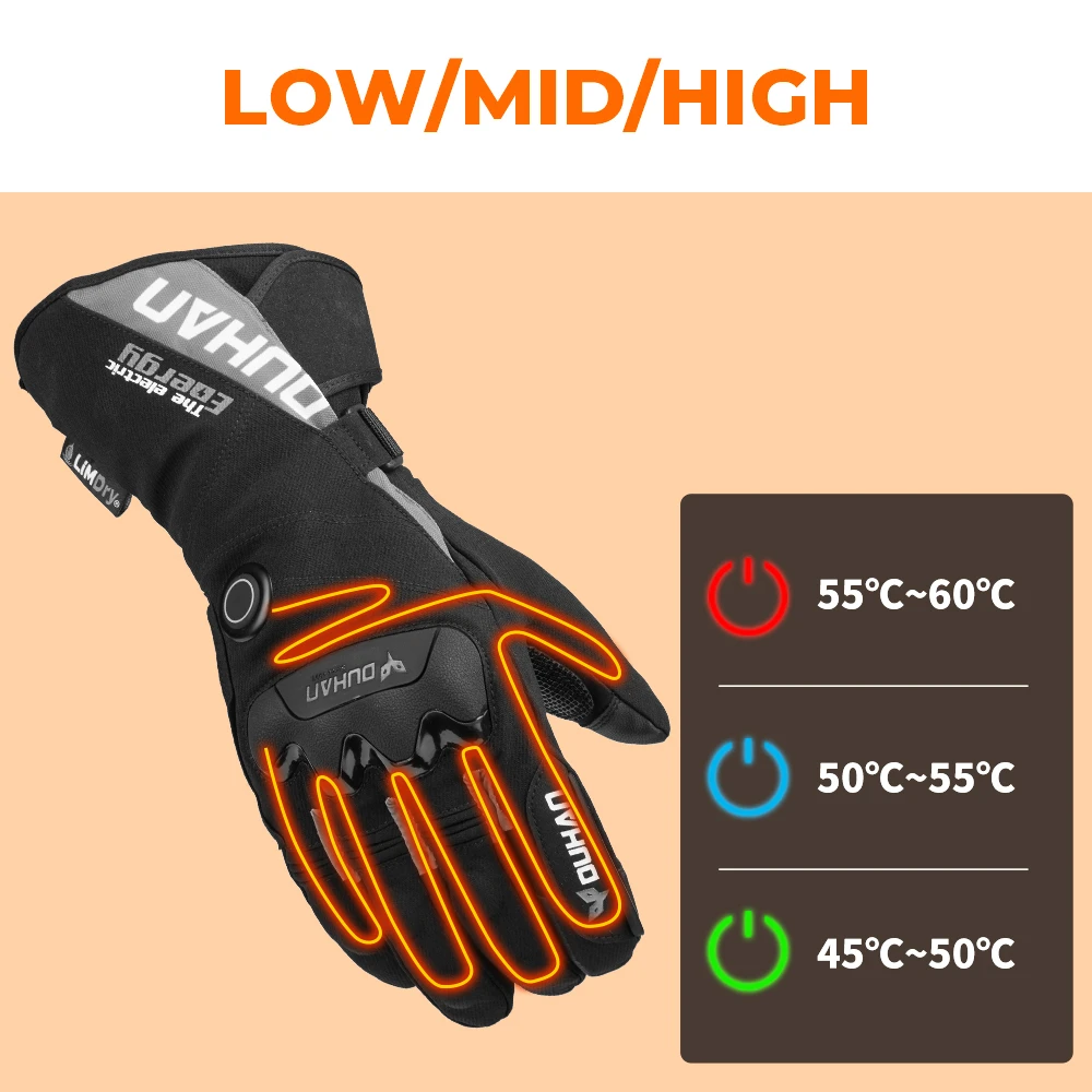 Motorcycle Heated Winter Gloves Motorcycle Moto Warm Heated Gloves Waterproof Rechargeable Heating Thermal Gloves For Snowmobile