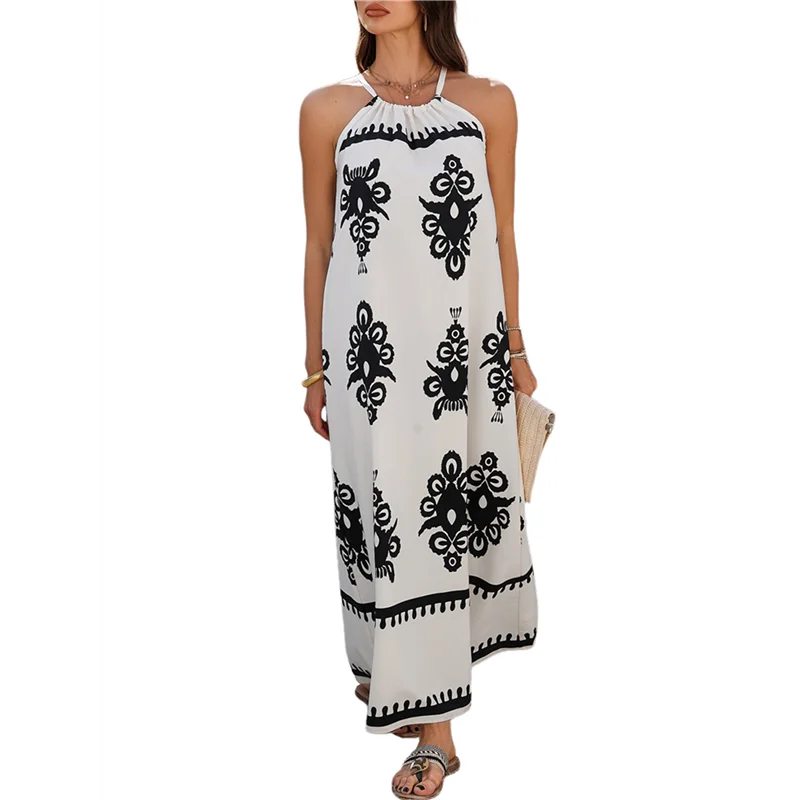 ASDS-Summer Dress For Women 2025 Floral Sundress Spaghetti Strap Flowy Beach Vacation Boho Maxi Dresses