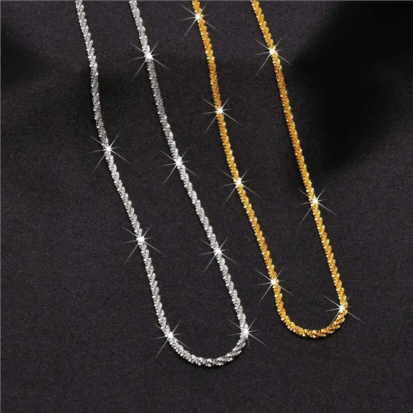Italian 925 Sterling Silver Sparkling Clavicle Chain Shiny Choker Exquisite Necklace For Women Girls Fine Jewelry Wedding Gift