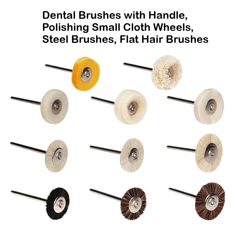50Pcs New&Versatile Dental Polishing Brush Kit-12 Types (Wool, Horsehair & Cloth) | Lab-Ready Heads for Smooth, Glossy Polishing