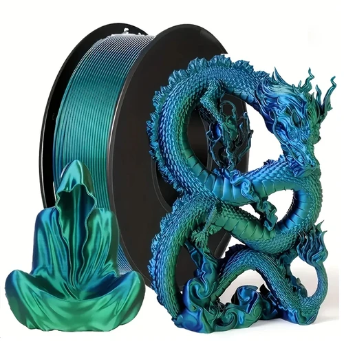 Imagen 2 del producto Impresora 3D de filamento PLA rojo y negro de seda de 1,75mm, Material de impresión 3D de dos colores, sublimación mágica de doble Color, Duotone 250g