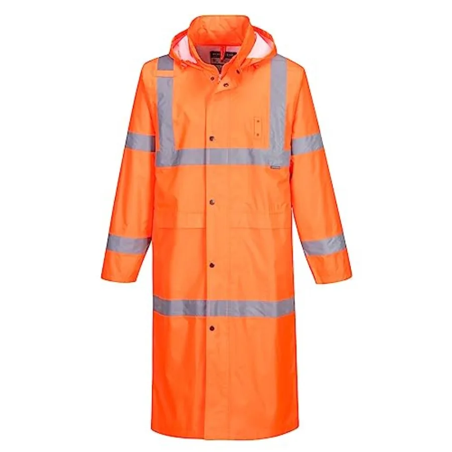 

Portwest UH445 Men's Classic Raincoat Waterproof Hi Vis Reflective Long Rain Jacket ANSI Class 3