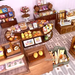 Dollhouse Miniature Furniture Items Mini Wooden Trays, Bakery Cabinet, Cake Cabinet Model for Furniture Decorative Accessories