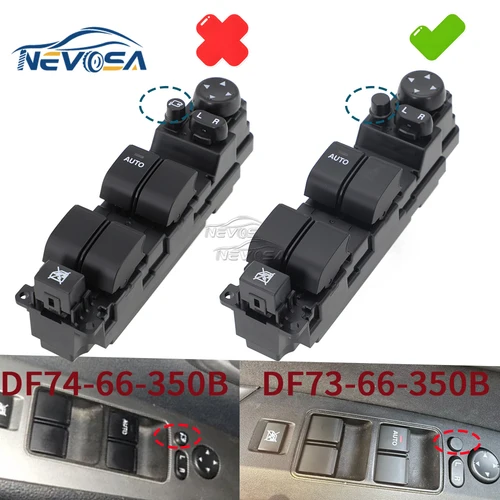 Imagen 2 del producto NEVOSA DF73-66-350B elevador de vidrio del interruptor principal de la ventana de la puerta del conductor delantero izquierdo para Mazda 2 M2 2007-2013 DF 7366350 B B B