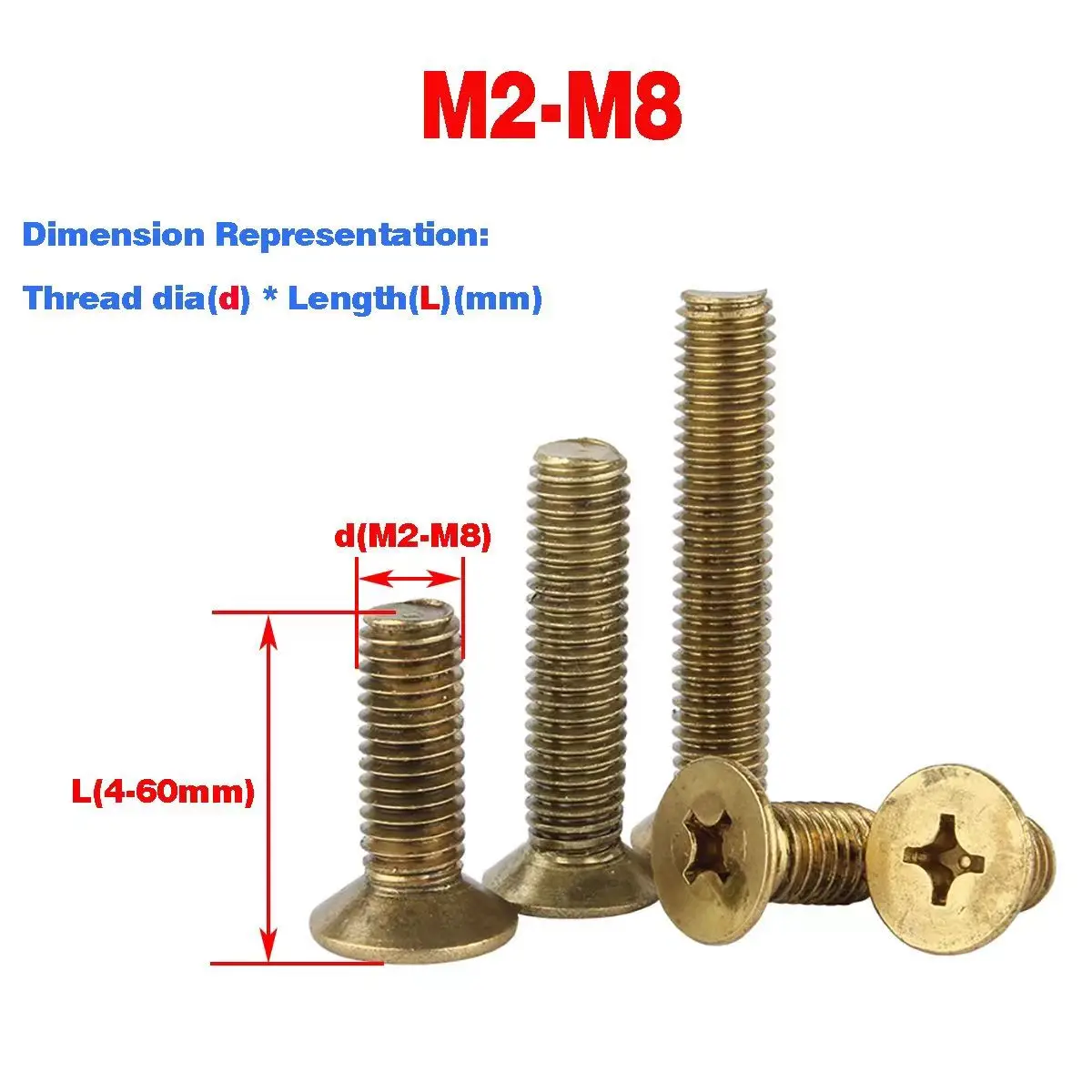 

Brass Countersunk Head Phillips Screw / Bolts M2M2.5M3M4M5M6M8