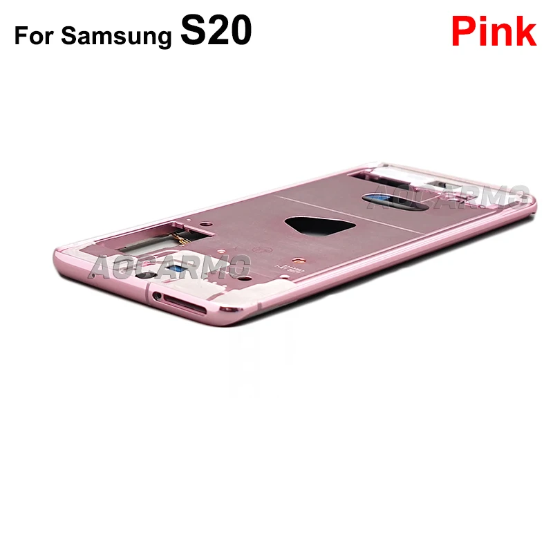 Aocarmo For Samsung Galaxy S20 SM-G9810 Blue White Pink Black Grey Metal Middle Frame Bezel Replacement Parts