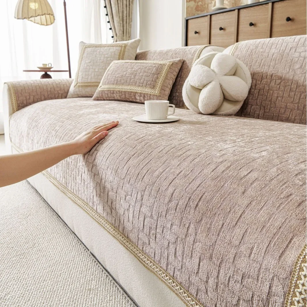 1PC Luxury Chenille Sofa Pad for All Seasons Universal Wrap Side Couch Protector Anti-pet Scratch Corner Sofa Covers Home Decor