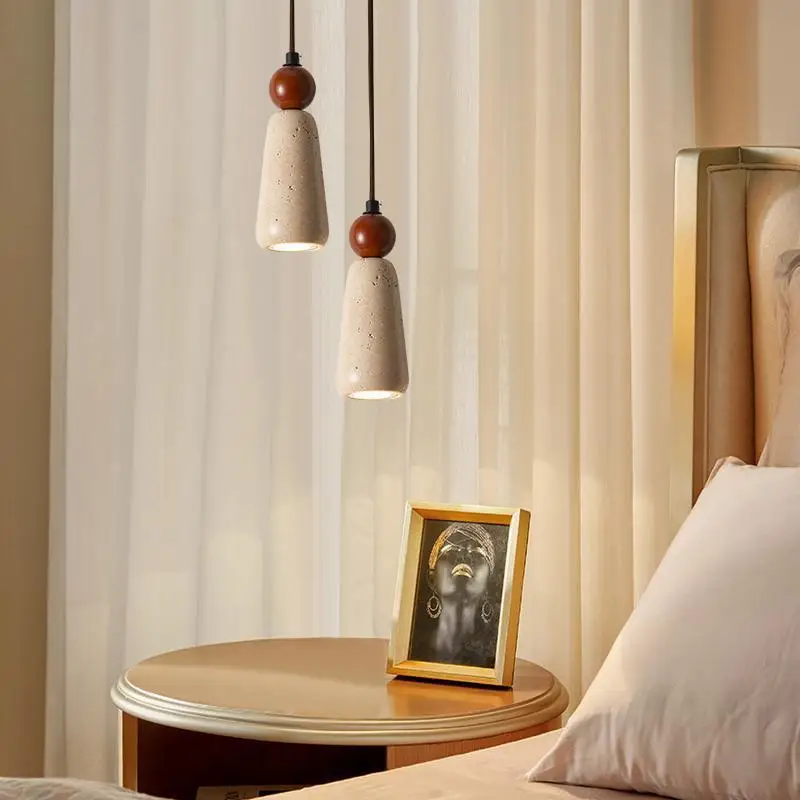 Master bedroom bedside chandelier yellow travertine, study, living room and dining room lamps