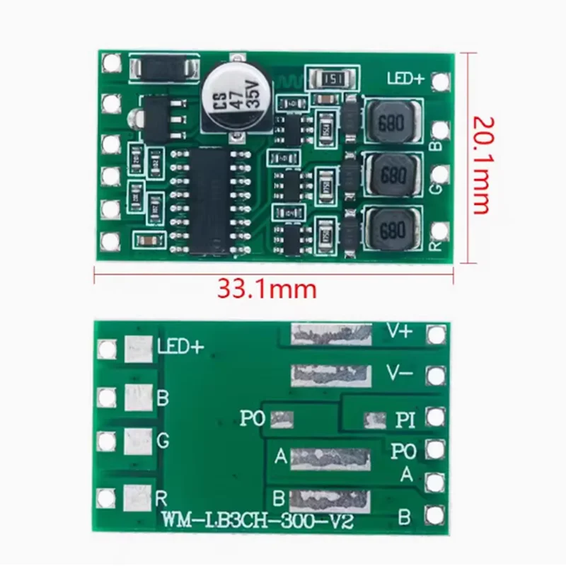 LED constant current drive power module DMX512 three channel RGB full-color 300mA adjustable external control drive board