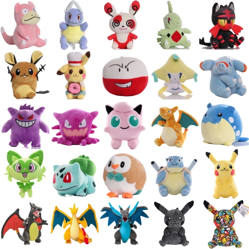 72 Style Pokemon Plush Jirachi Sprigatito Toy Pikachu Eevee Peluche Gengar Wartortle Blastoise Rowlet Stuffed Doll Hobby Gift