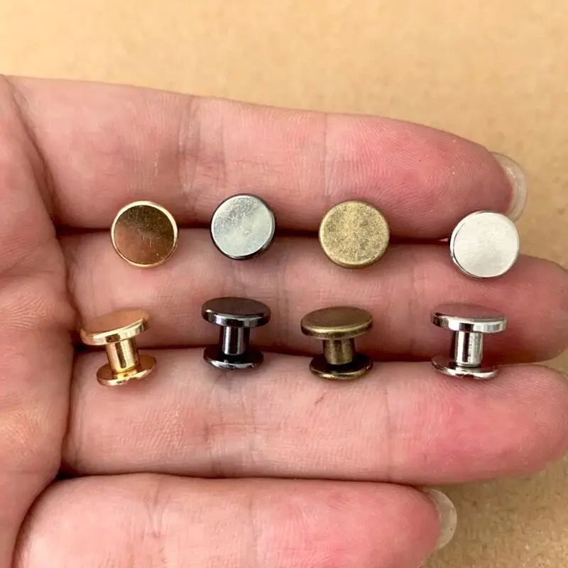 2-10mm DIY Copper Nail Cloth Button Leather Craft Strap Rivets Screw Solid Nail Bolt Round Head Screws