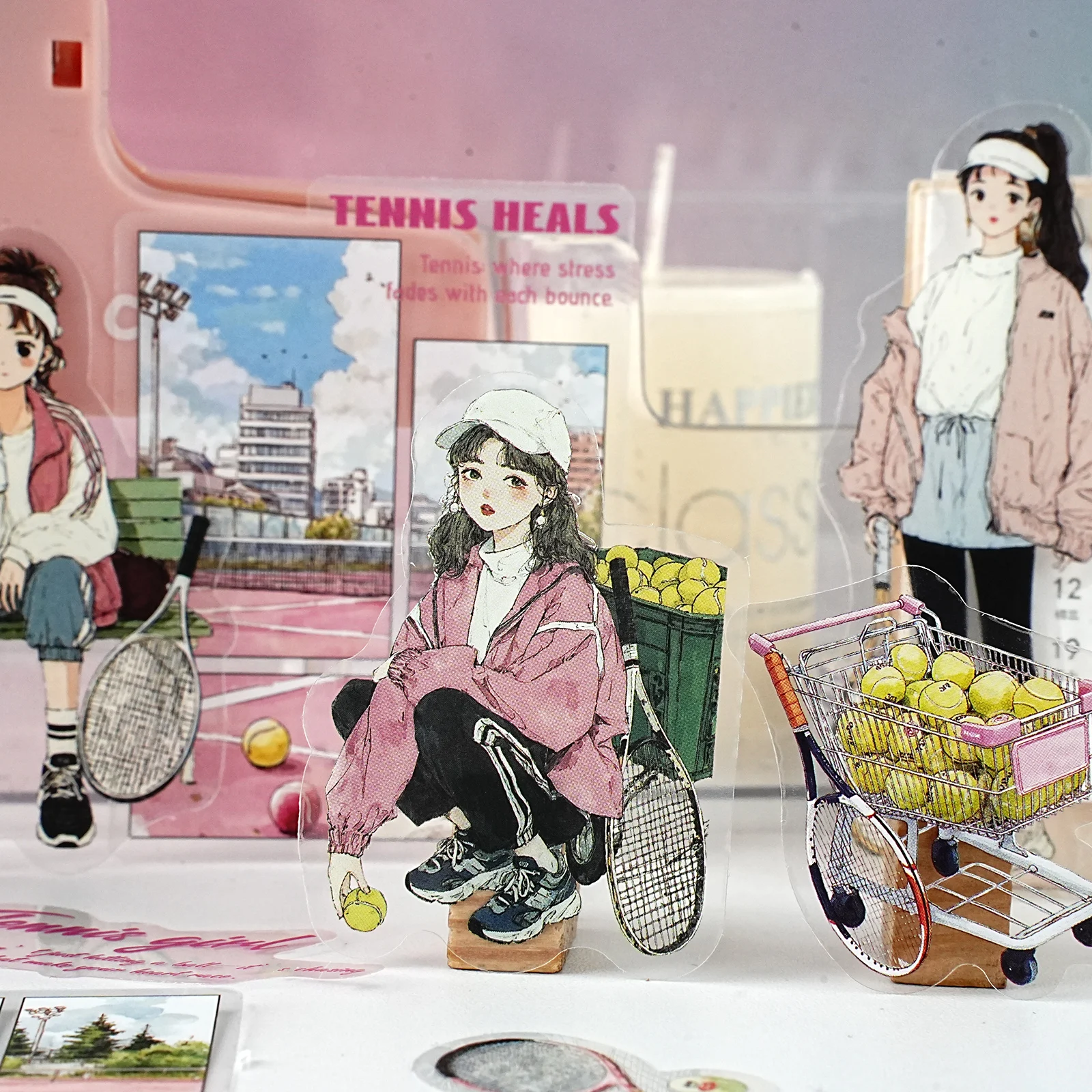 에토리 라이프 테니스 테마 저널 스티커, 노트북용 스포츠 소녀 재료 30개, 전화기 스티커, 여행가방, 방 장식, 스크랩북 용품, 체육 수업, 학용품, 장난감 스티커, DIY 공예품, 친구를 위한 선물