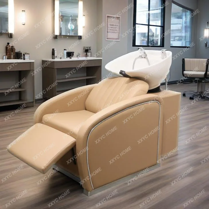 Hair salon semi-reclining shampoo chair flush bed Barber shop multi-functional flush shampoo bed