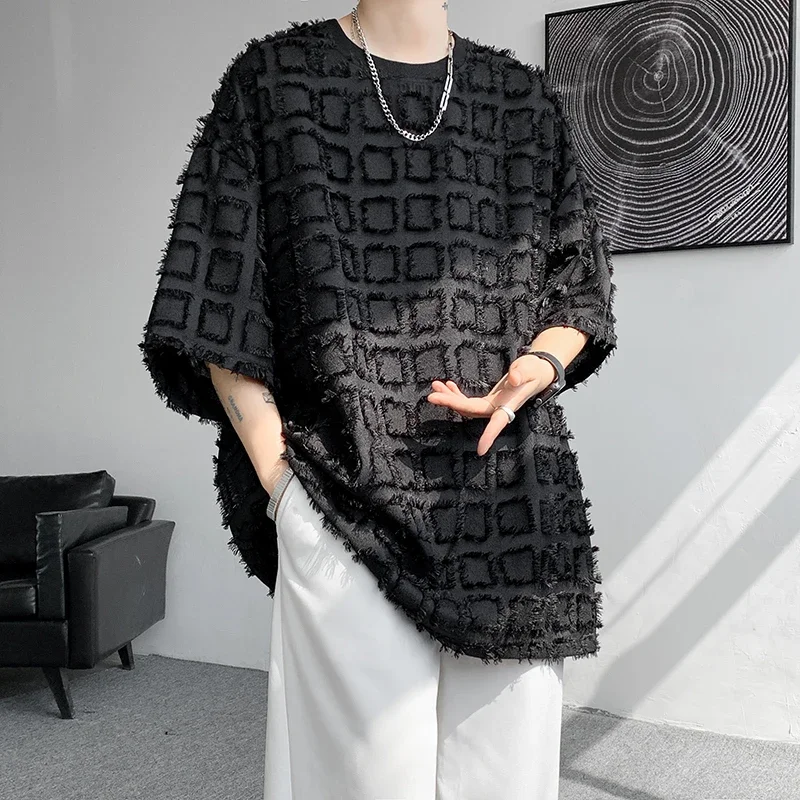Męska koszulka z krótkim rękawem, letnia, koreańska, wysokiej jakości, luźna, podstawowa koszulka, casualowy top, t-shirty, koszulki o dużej gramaturze.