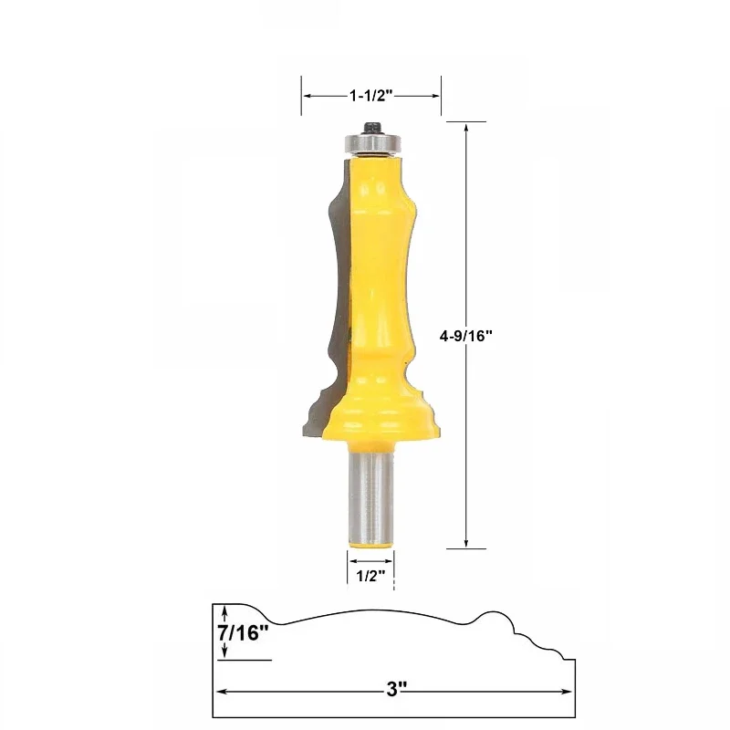 

1/2" 12mm Shank Door Window Line Casing Router Bit Woodworking Milling Cutter for Wood Tungsten Cobalt Alloy