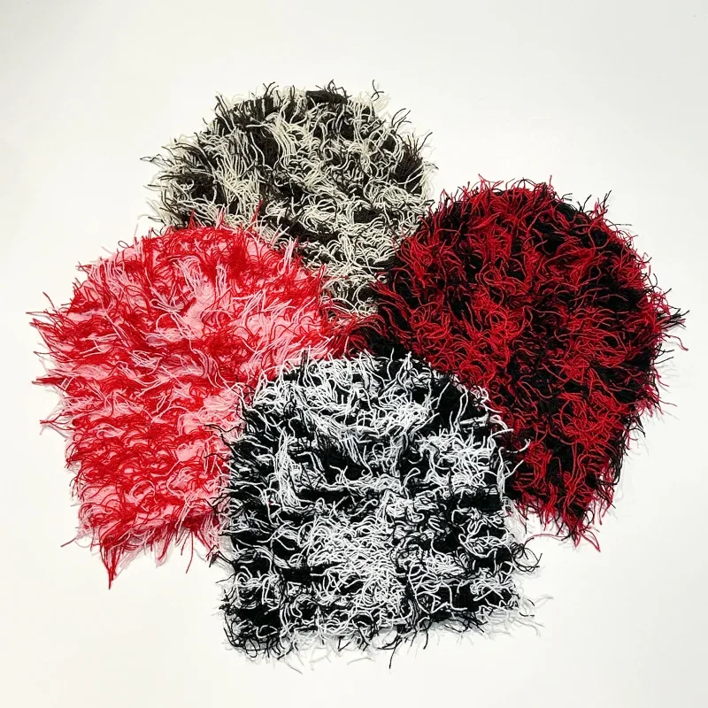 Men's Camouflage Fleece Lined Balaclava Beanie Warm Distressed Knitted Winter Ski Cap Outdoor Hip Hop Fuzzy Knit Hat