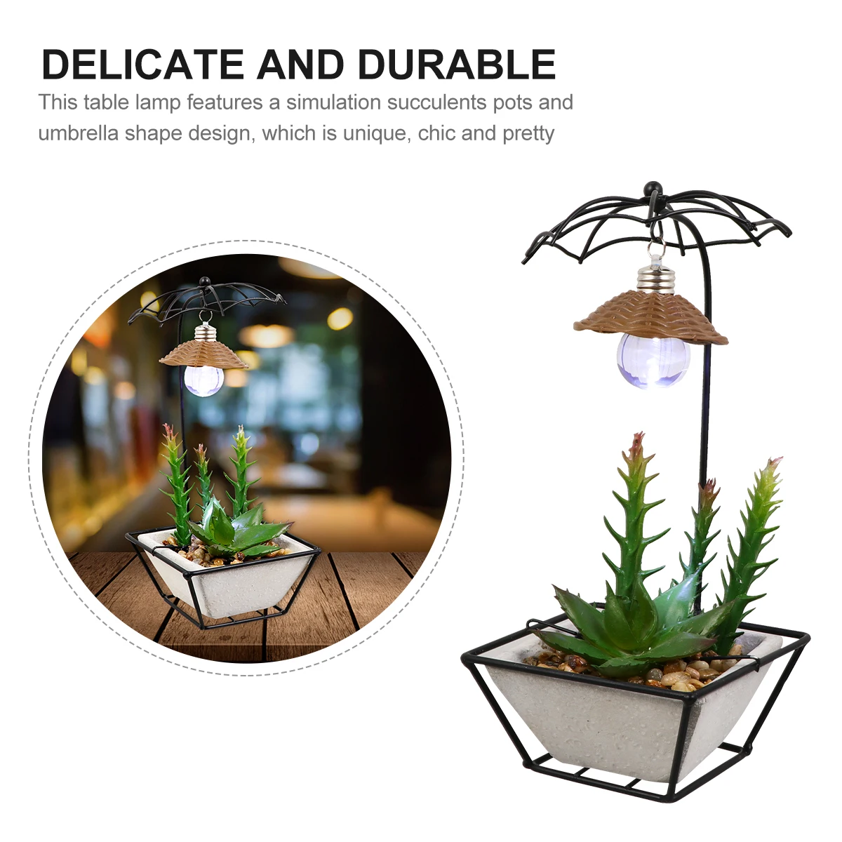 

Simulation Succulents Pots Light Night Lamp Small Artificial Plants Iron Christmas Decor Table Bedside Lighting Home