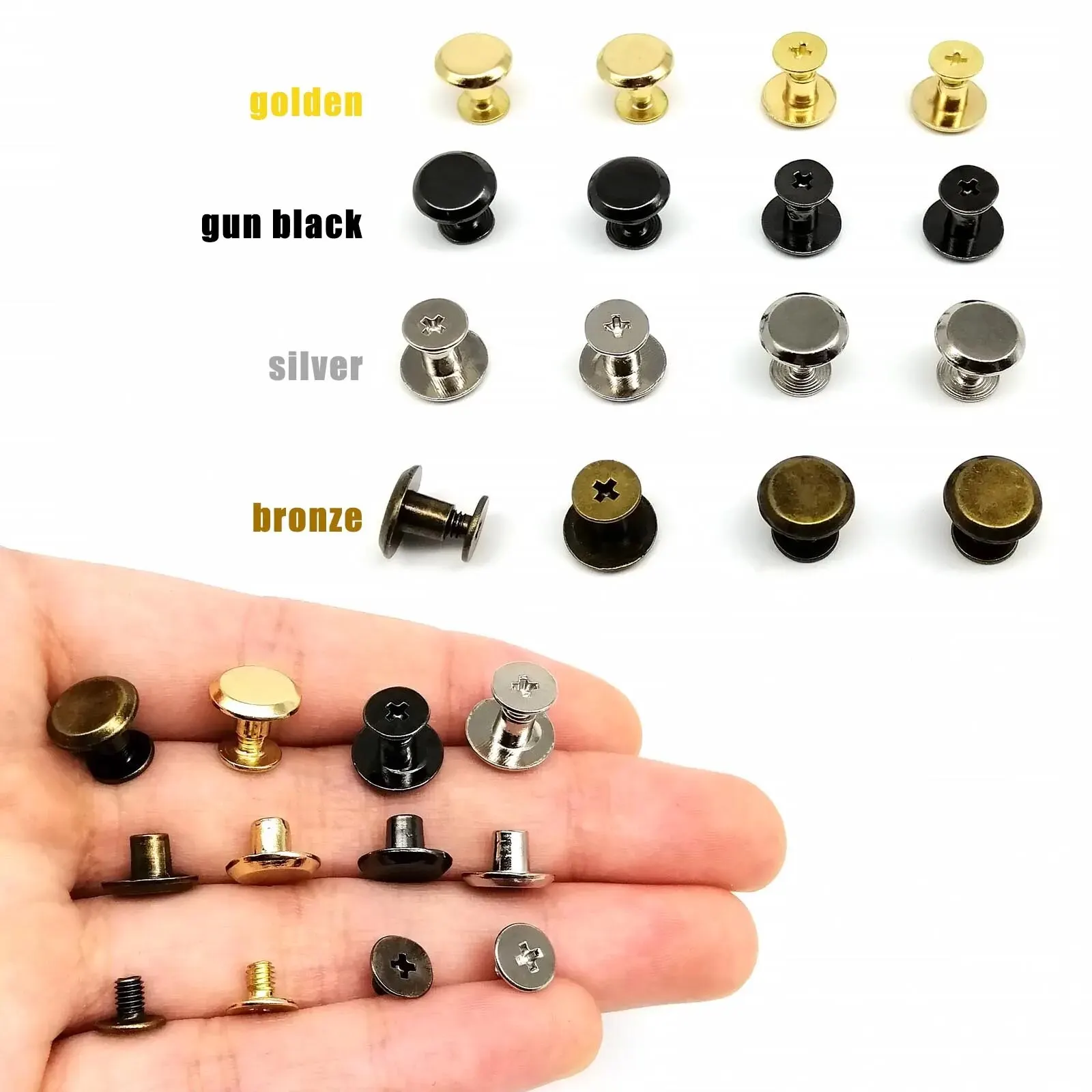 20pcs Round Head 10mm Screwback Chicago Screw Nail Binding Rivet Stud for Leather Shoulder Bag Knapsack Belt Strap Wallet