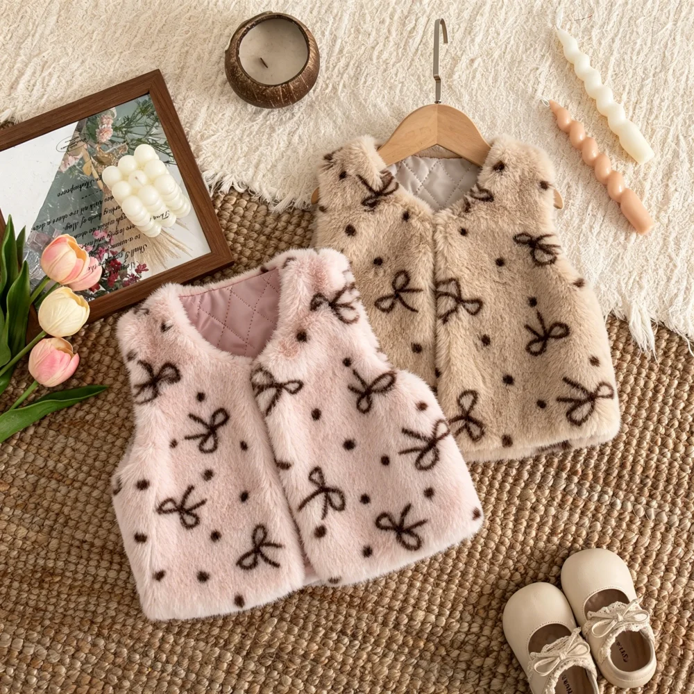 roupa-infantil-de-inverno-colete-de-la-de-cordeiro-com-laco-colete-fofo-e-quente-para-meninas-﻿
