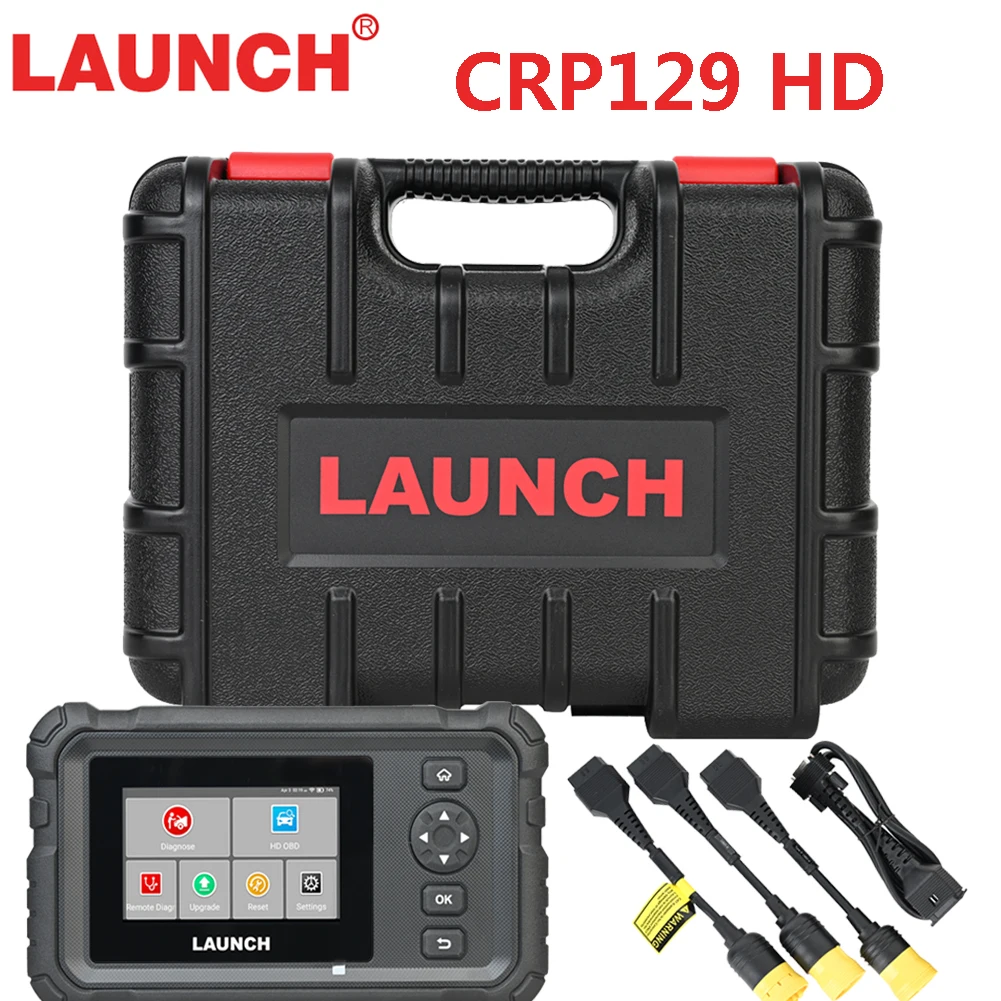 

LAUNCH CRP129 HD Сверхмощный сканер грузовиков Полная система дизельного сканера для тяжелых грузовиков 24 В с 7 сбросами DPF Force Regen & Reset
