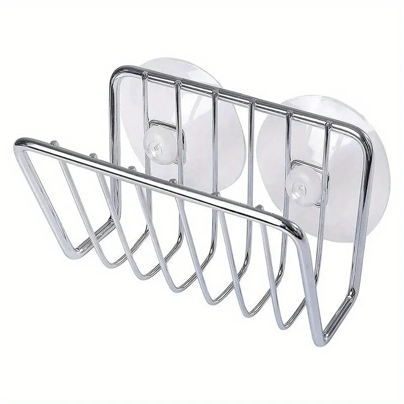 Stainless Steel Sink Caddy With Suction Cups - Open  Sponge Holder For Kitchen, No Power Needed, Silver